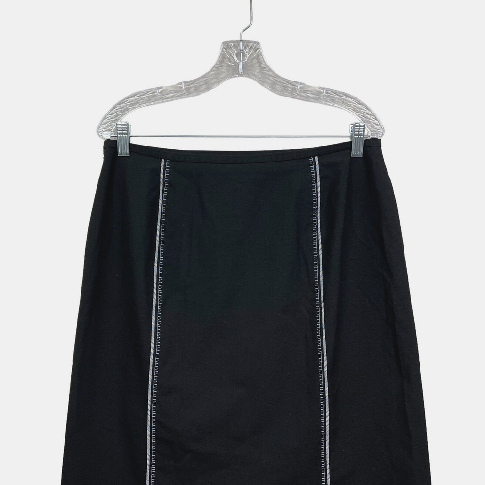 Ann Taylor Loft Womens A Line Skirt Trim Stitch Detail Lined Zip Black Sz 12* - Picture 4 of 6